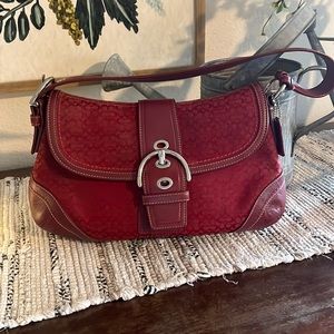 Red COACH purse.